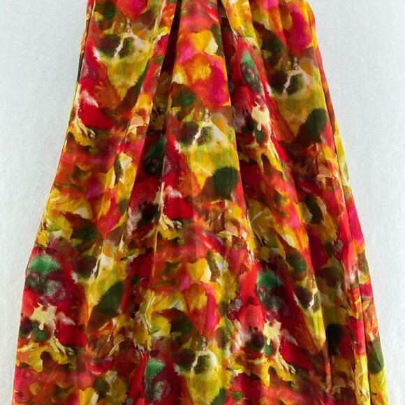 BB Dakota Maxi Dress Sz S Orange Floral Deep V-Neck Thin Strap A-Line High Waist - Picture 7 of 14
